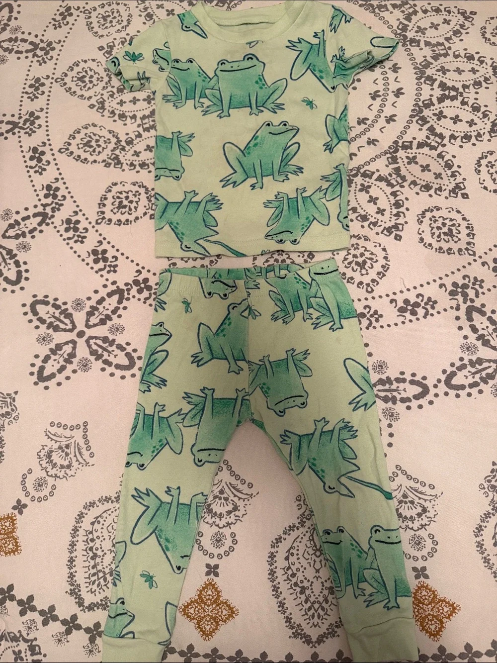 Frog Print Kids Pajama Set - Size 18 Months
